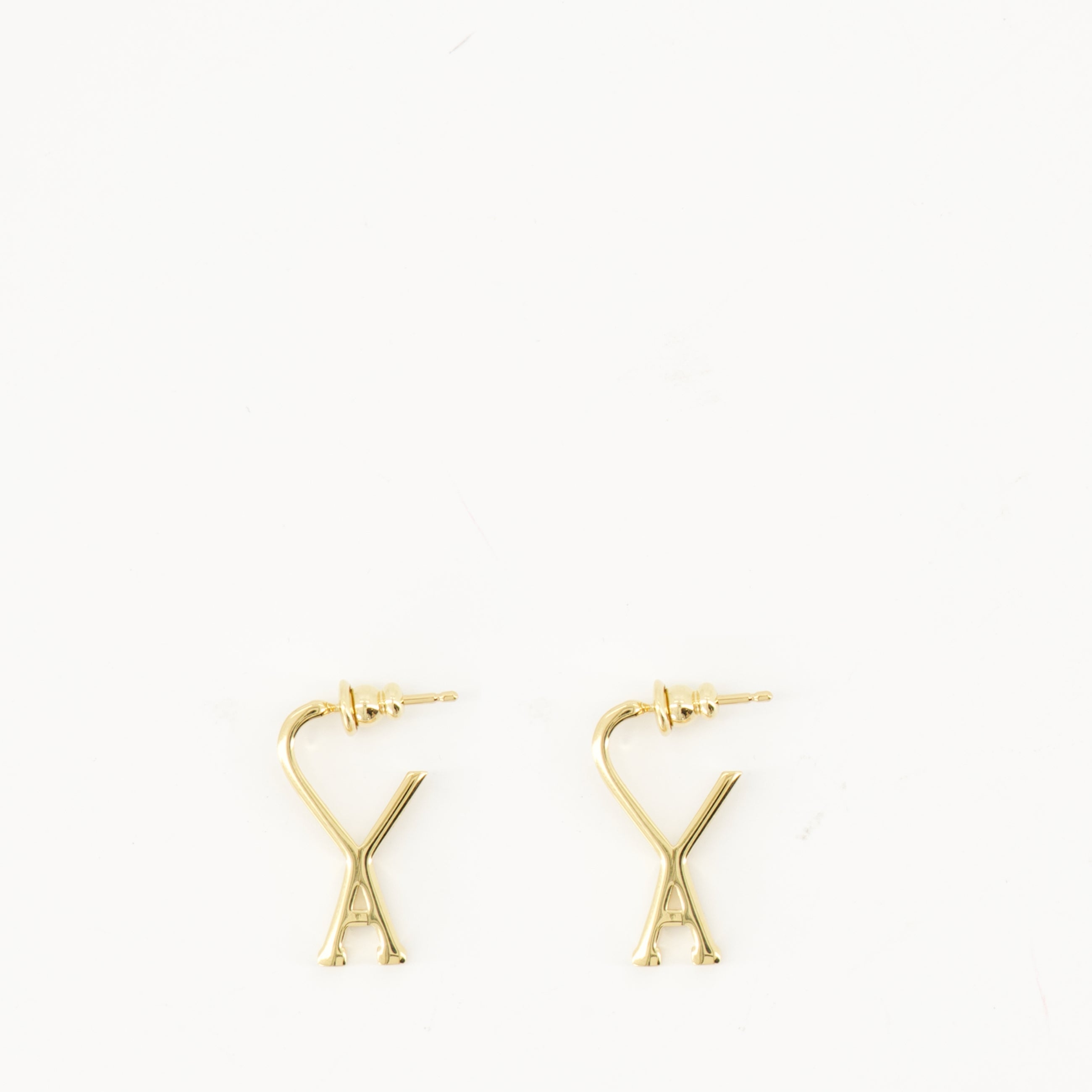 Ami de coeur earrings, gold earrings, Ami Paris accessories, brass earrings, luxury earrings
