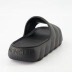 Moncler sandals, black slide sandals, Lilo sandals, luxury footwear, elegant slide sandals