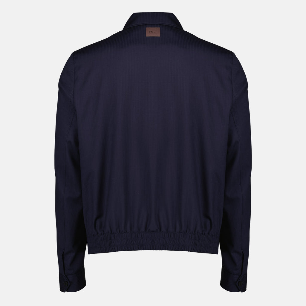 Giacca zip in lana navy