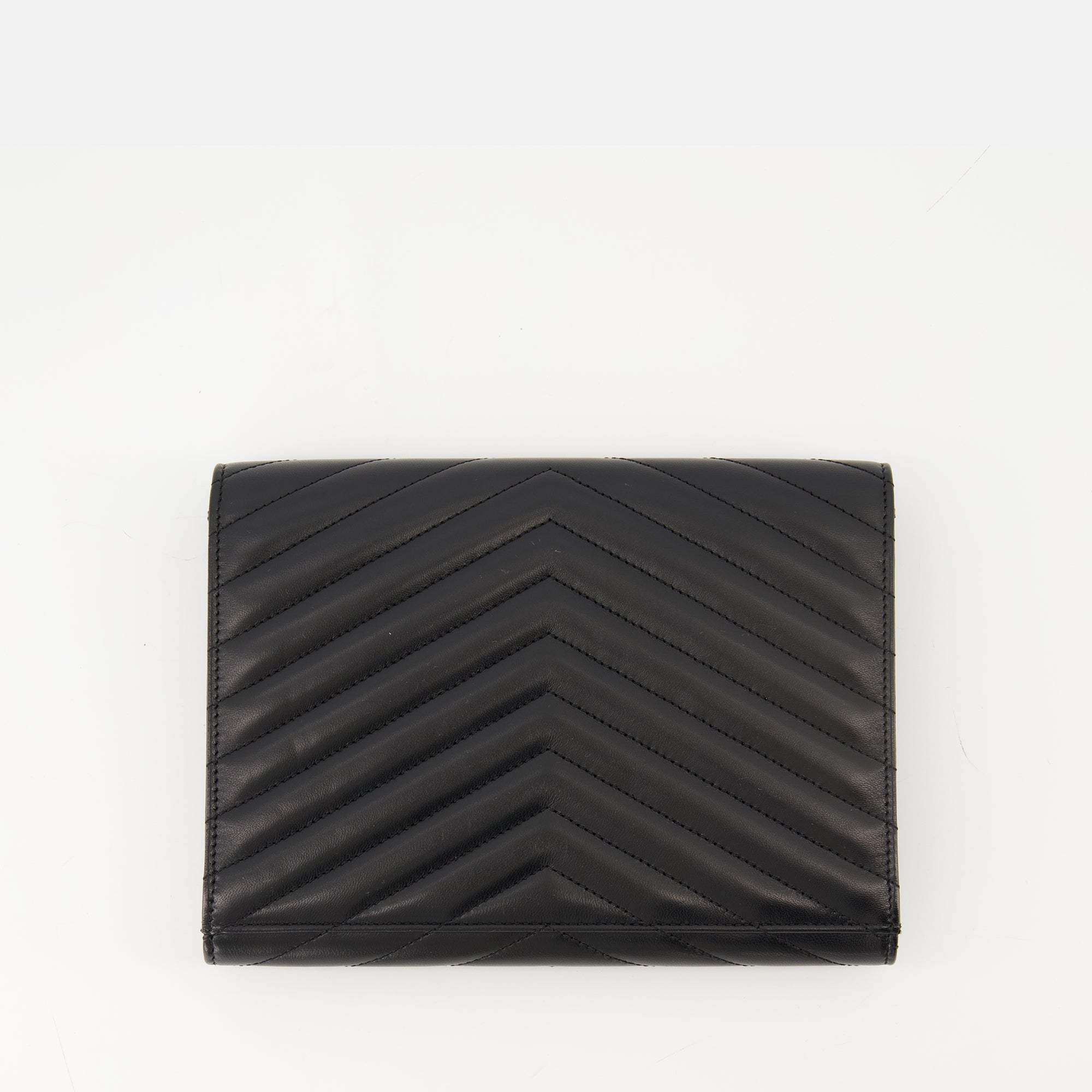La Pochette Cassandre, Saint Laurent accessory, lambskin leather pouch, black leather clutch, designer handbag