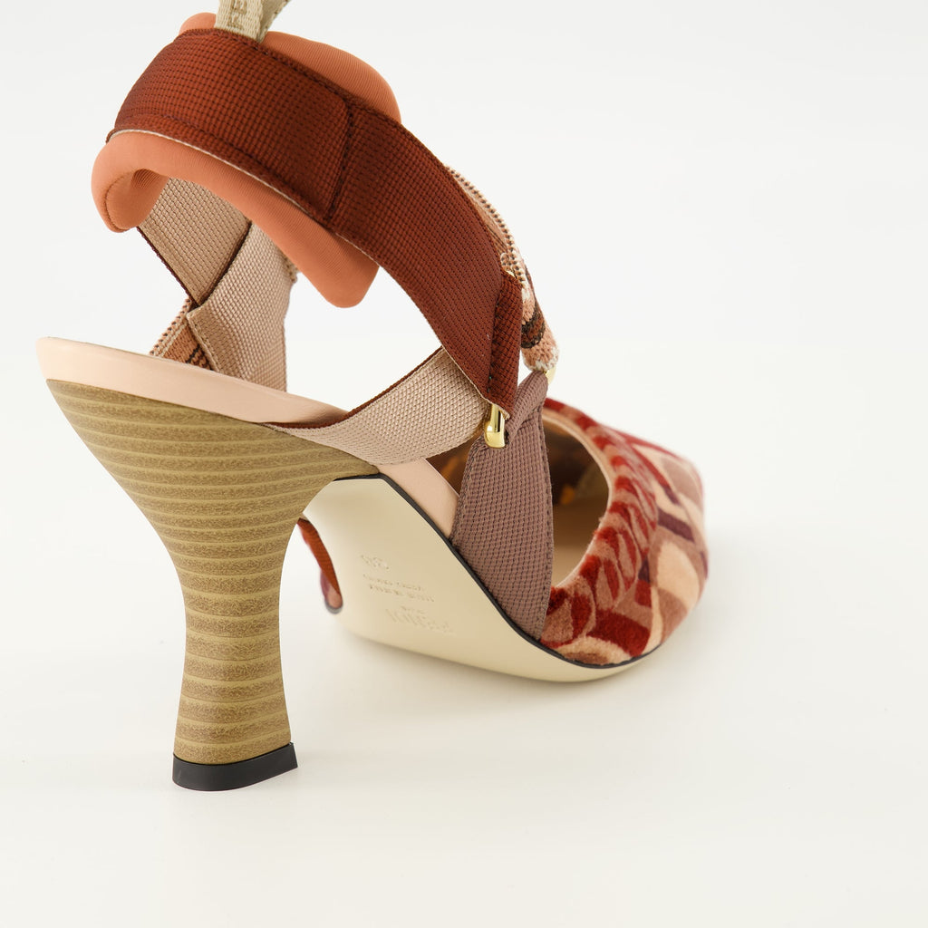 Fendi Colibrì heels, designer footwear, luxury heels, Fendi fashion, red pointed heels