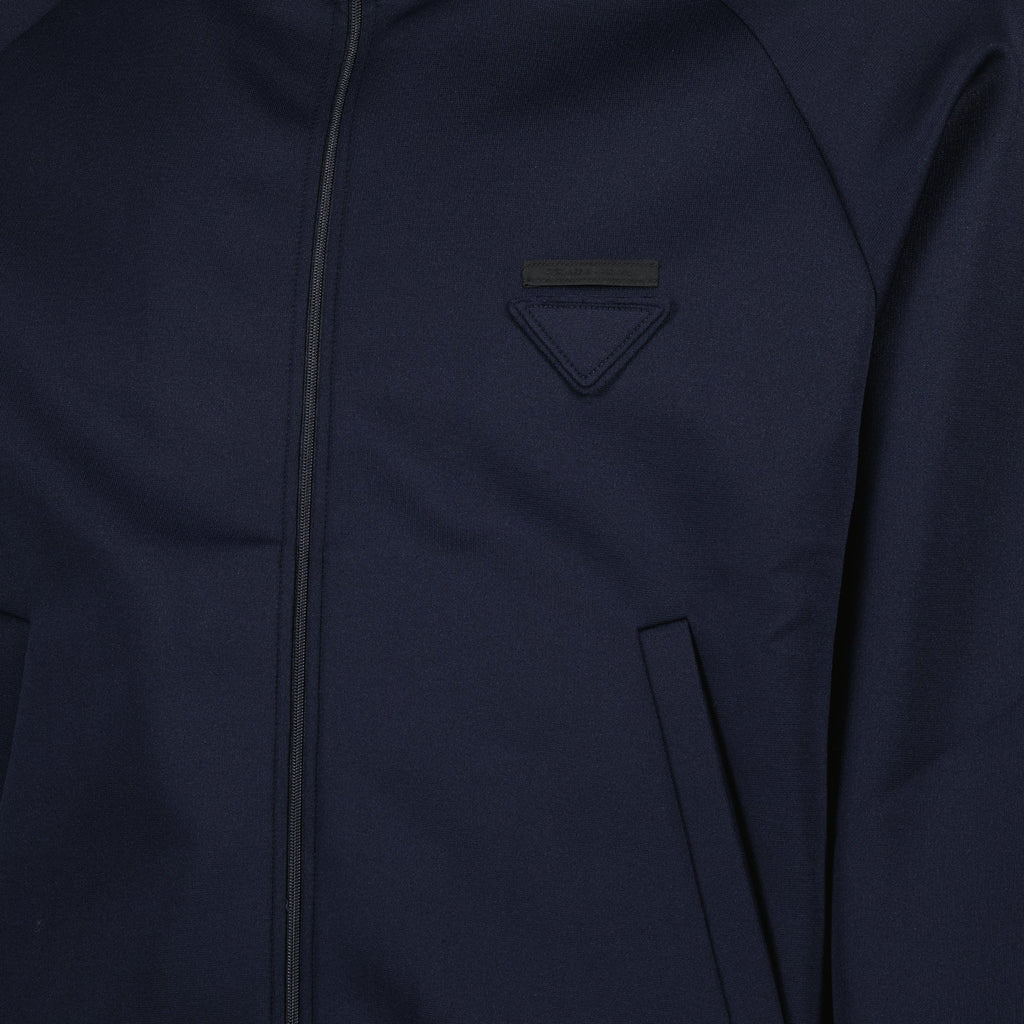 Prada jacket, technical fabric, navy zip jacket, men's outerwear, fall winter collection