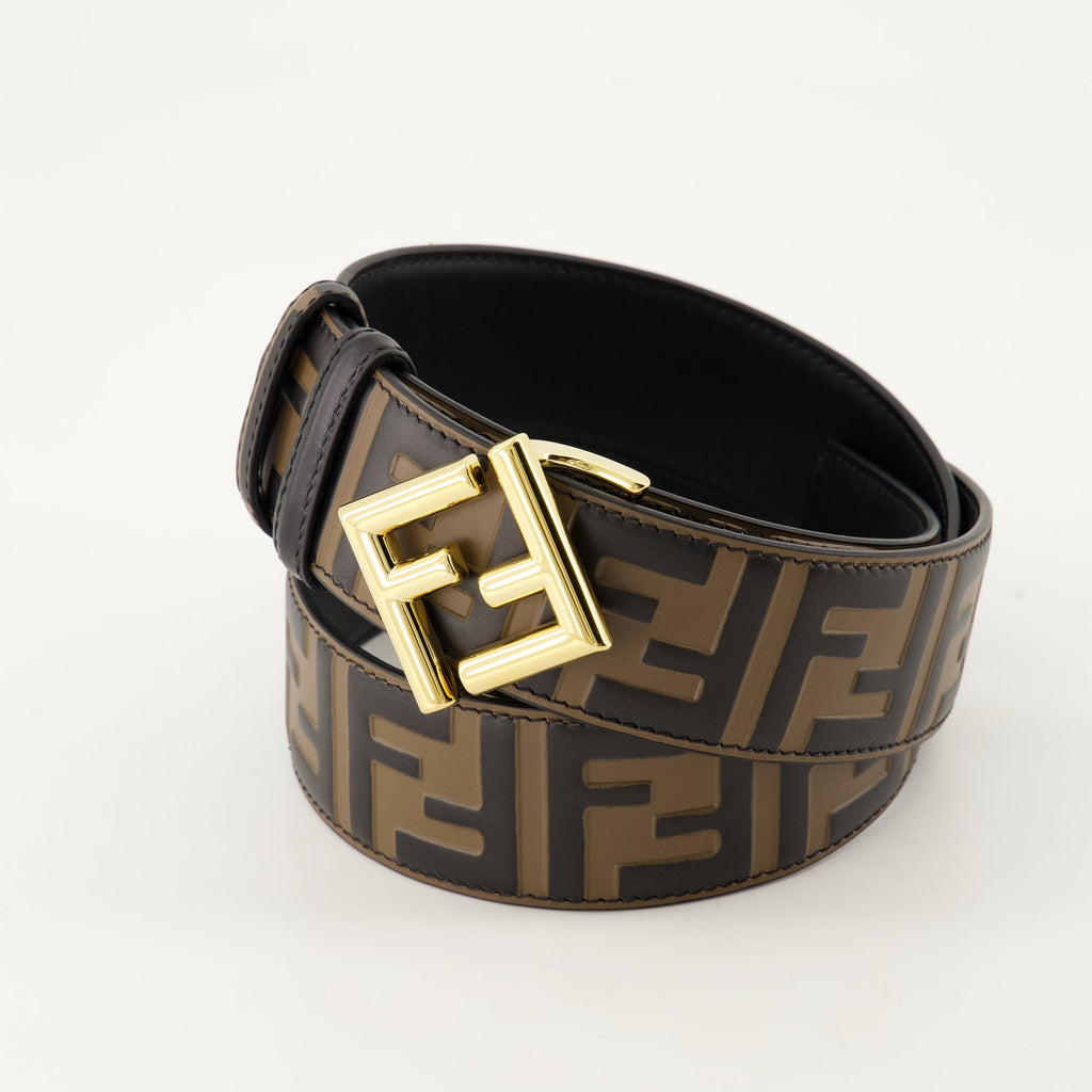 FF Diamonds belt, reversible leather belt, embossed pattern belt, Fendi collection belt, Autumn-Winter 2024 belt
