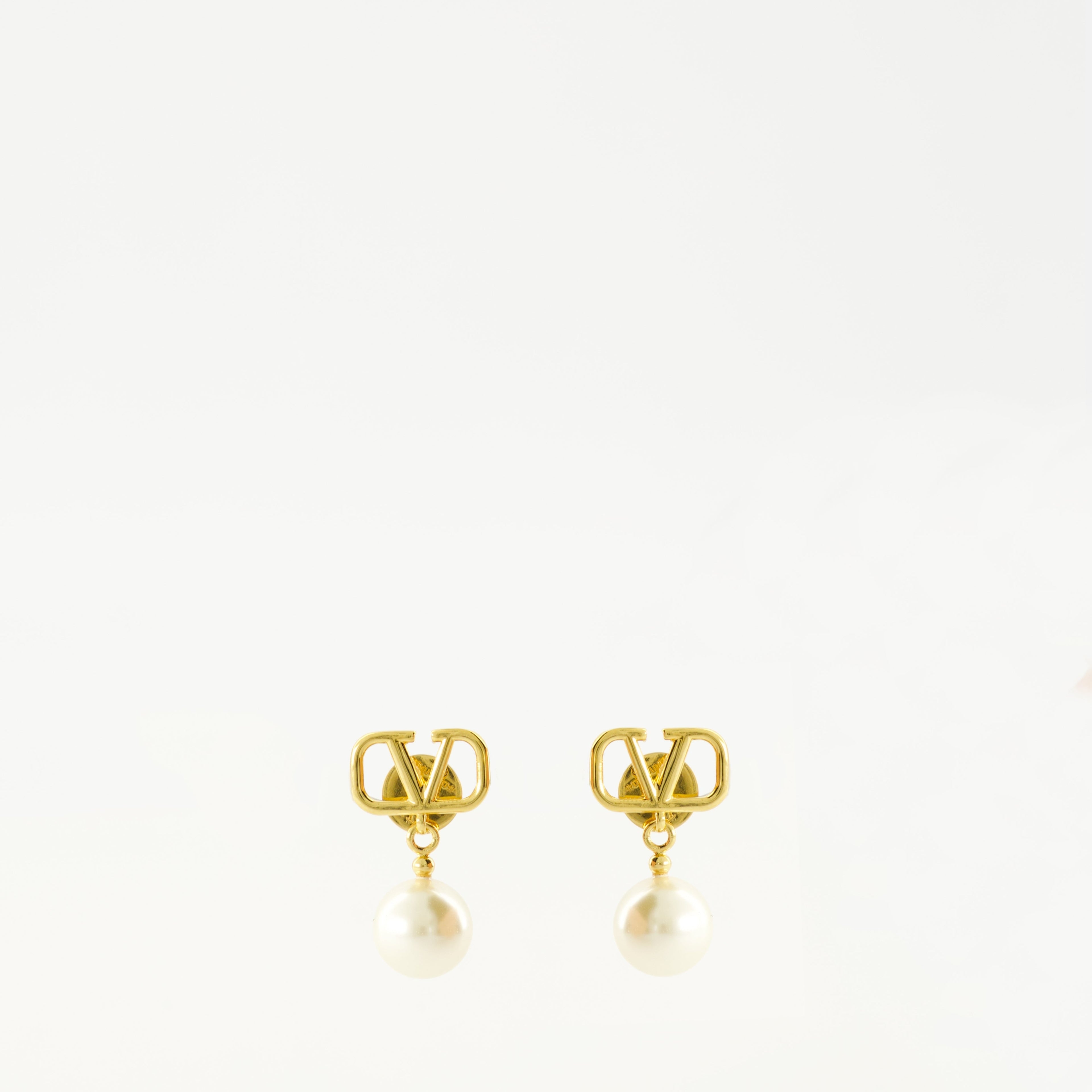 VLogo earrings, Valentino jewelry, pearl drop earrings, luxury accessories, chic earrings