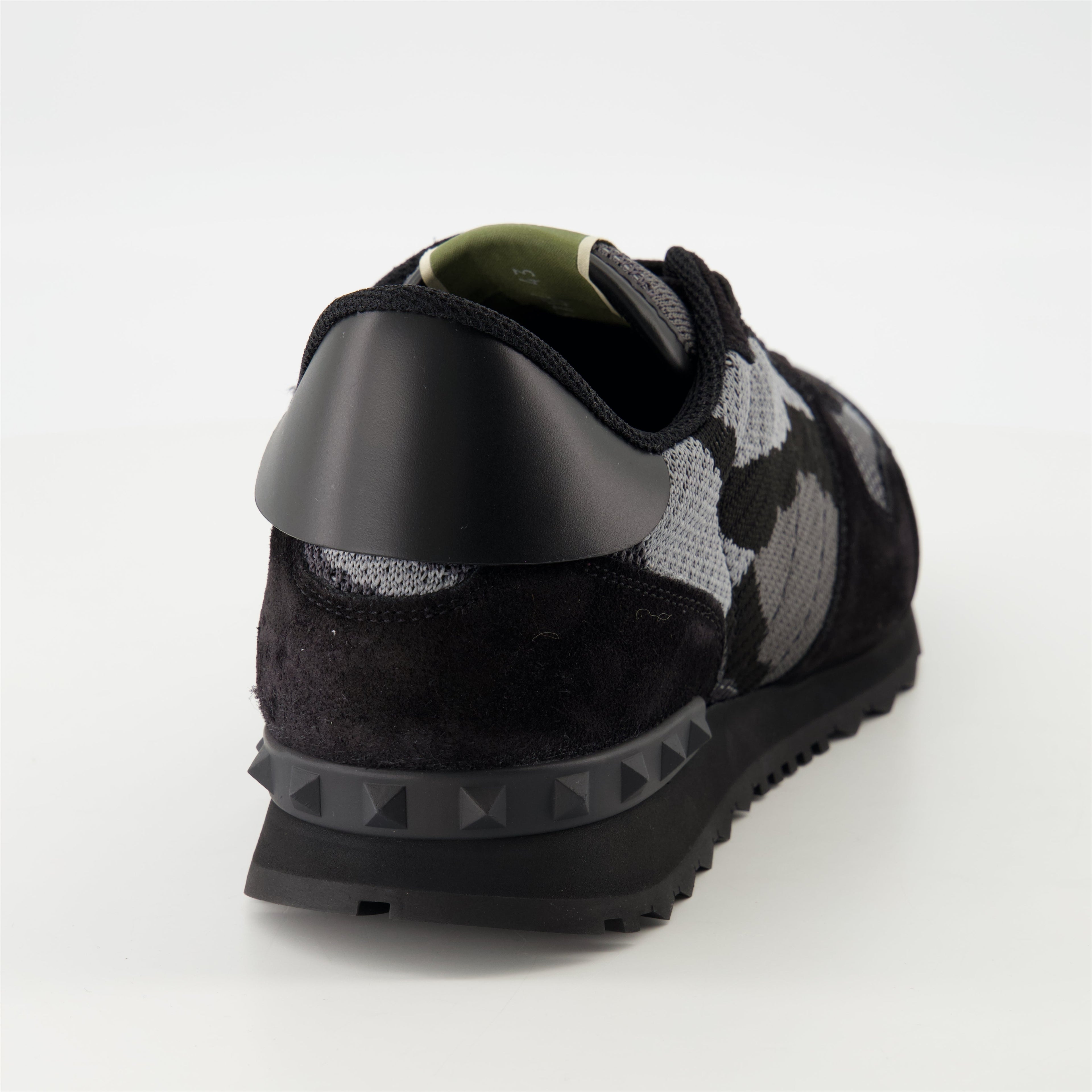 Image of Rockrunner Camouflage Gray Sneakers by Valentino Garavani for Men - Season Spring-Summer 2026 - Back Right Three-Quarter View