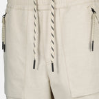 Pantaloni Corti in Cotone e Lino Beige