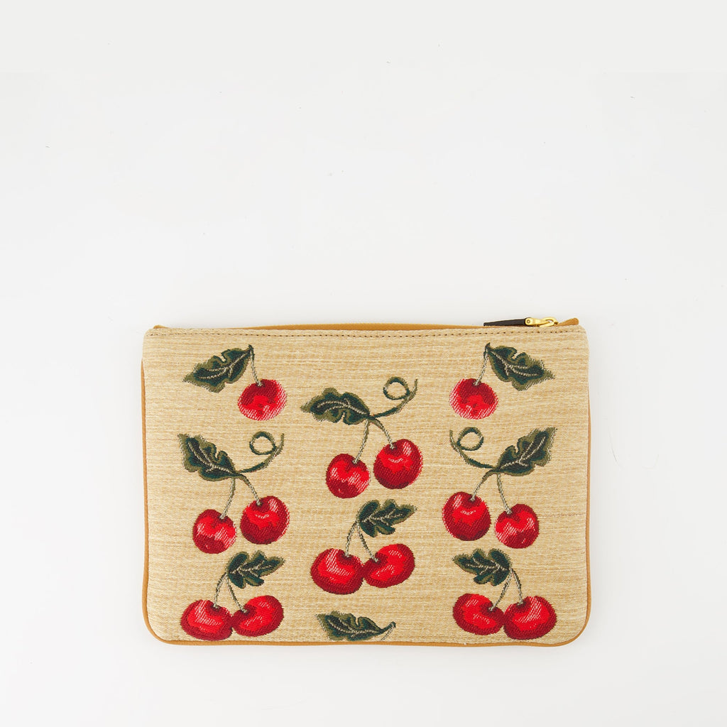 Valentino Garavani, Cherryfic pouch, raffia accessory, elegant design, practical pouch