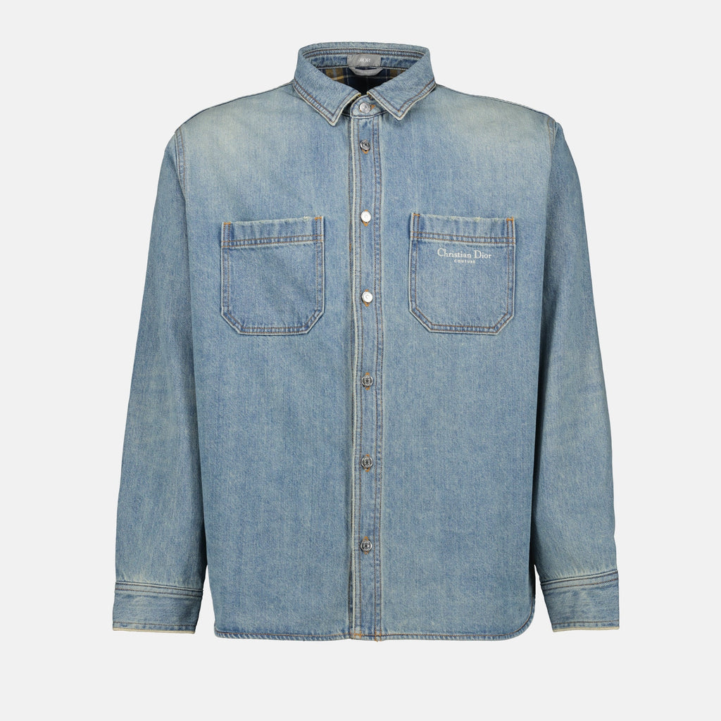 남성용 디올 자수 데님 재킷 이미지 - 시즌 봄-여름 2025 - 앞면 보기