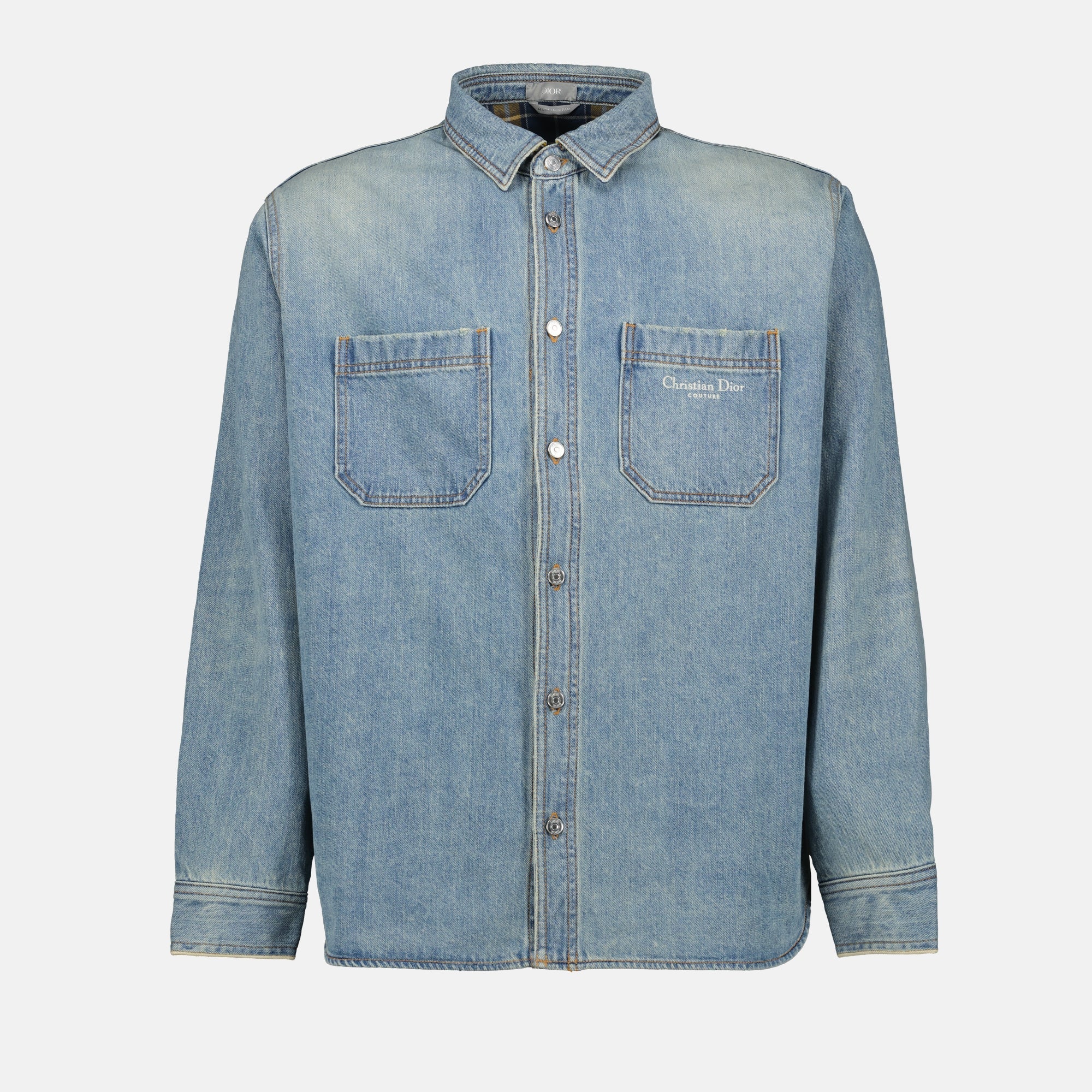 남성용 디올 자수 데님 재킷 이미지 - 시즌 봄-여름 2025 - 앞면 보기