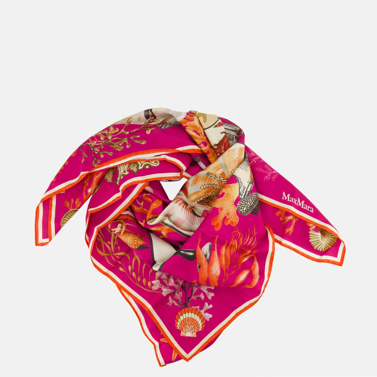 Silk Scarf with Pink Print