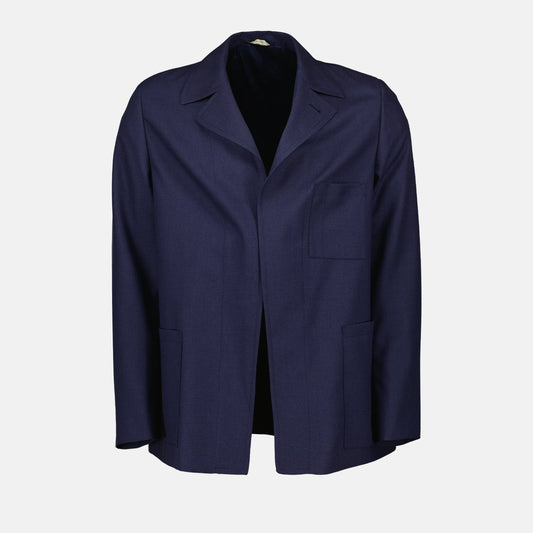 Fendi, blue wool jacket, luxury clothing, peak lapels, elegant men's fashion