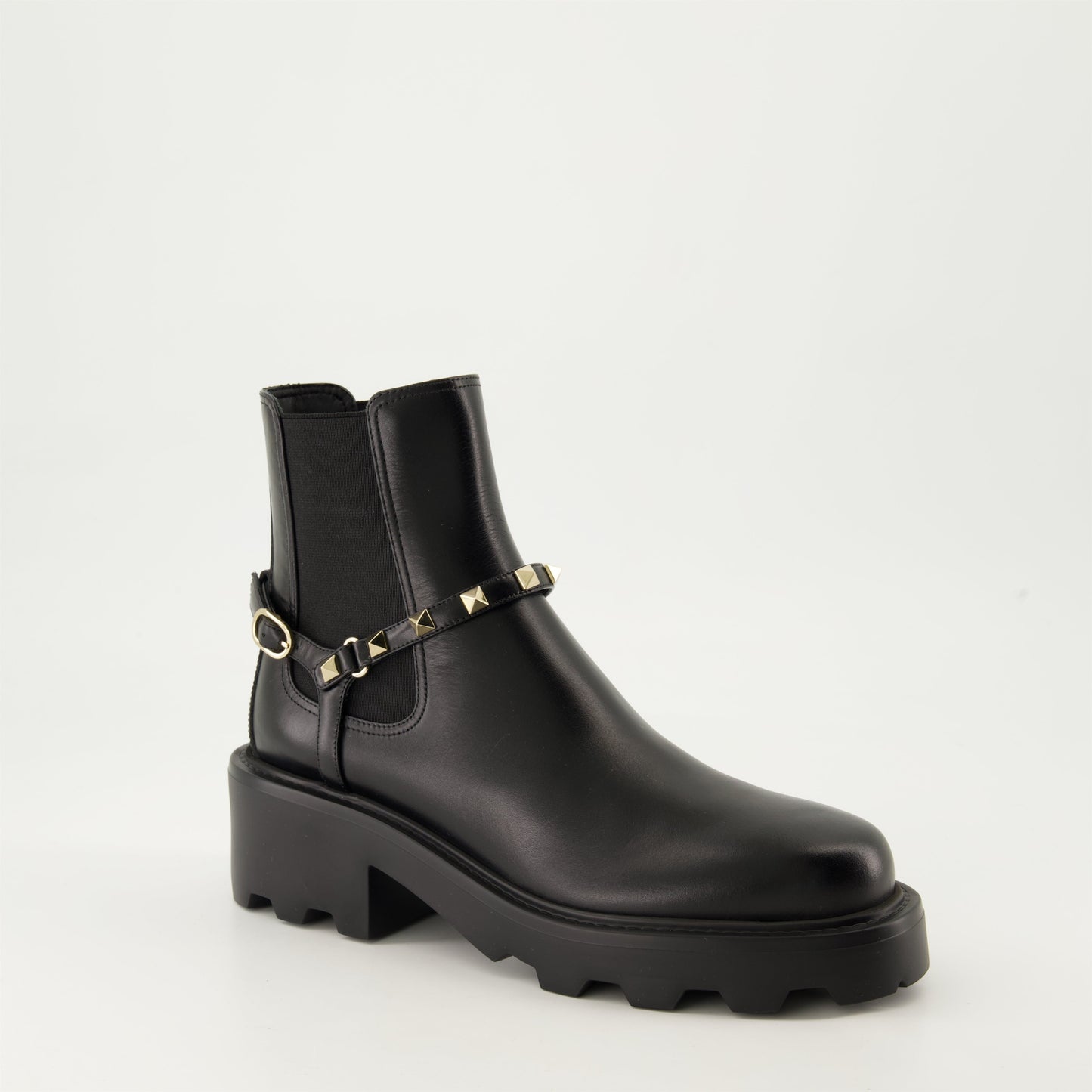 Rockstud, Leather Boots, Ankle Strap, Platinum Studs, Valentino