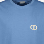 Dior T-shirt, CD Icon T-shirt, blue cotton tee, embroidered logo shirt, Spring-Summer collection