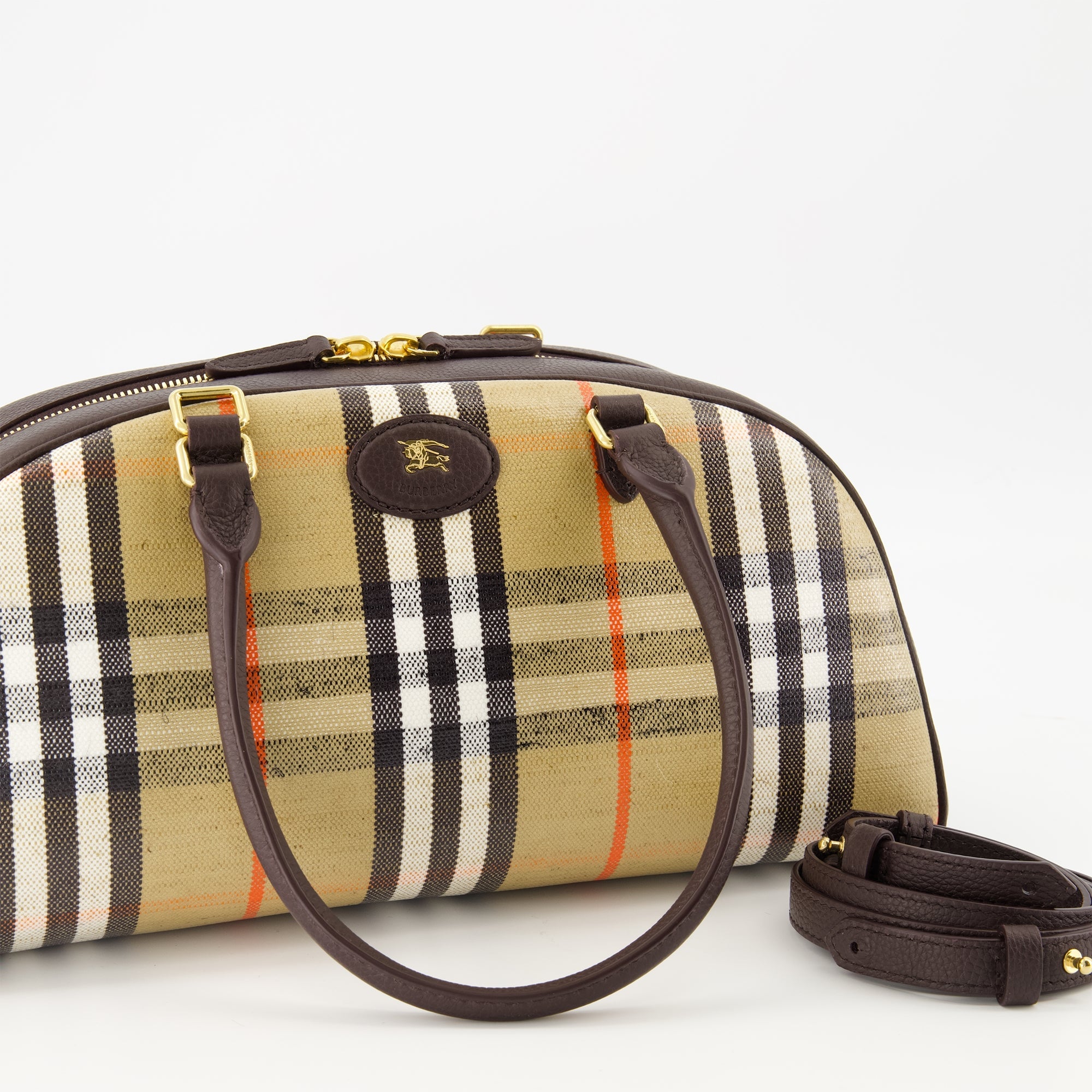 Burberry Bowling Bag, Check Bag, Luxury Accessories, Modern Handbag, Fashion