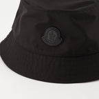 Luxury bucket hat, Moncler hat, leather logo hat, high-end accessories, designer winter hat  