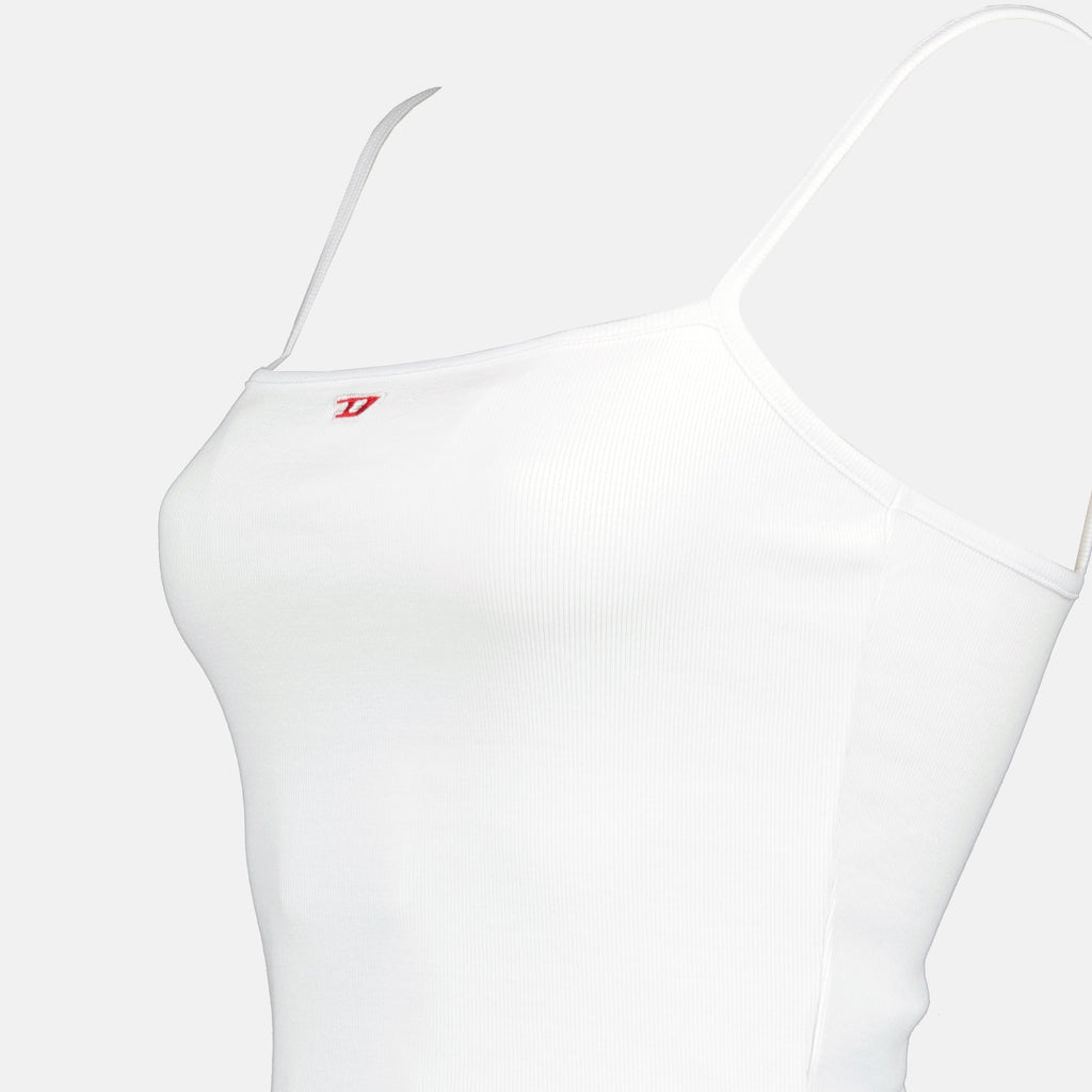T-Hop-D, Diesel tank top, white jersey top, luxury women's wear, elegant tank top
