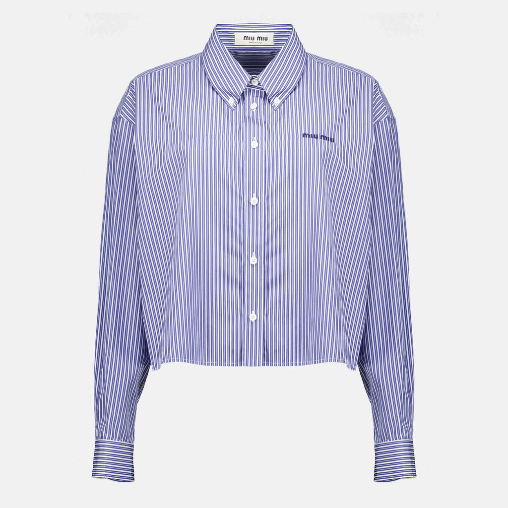 Marine Gestreifte Popeline Bluse