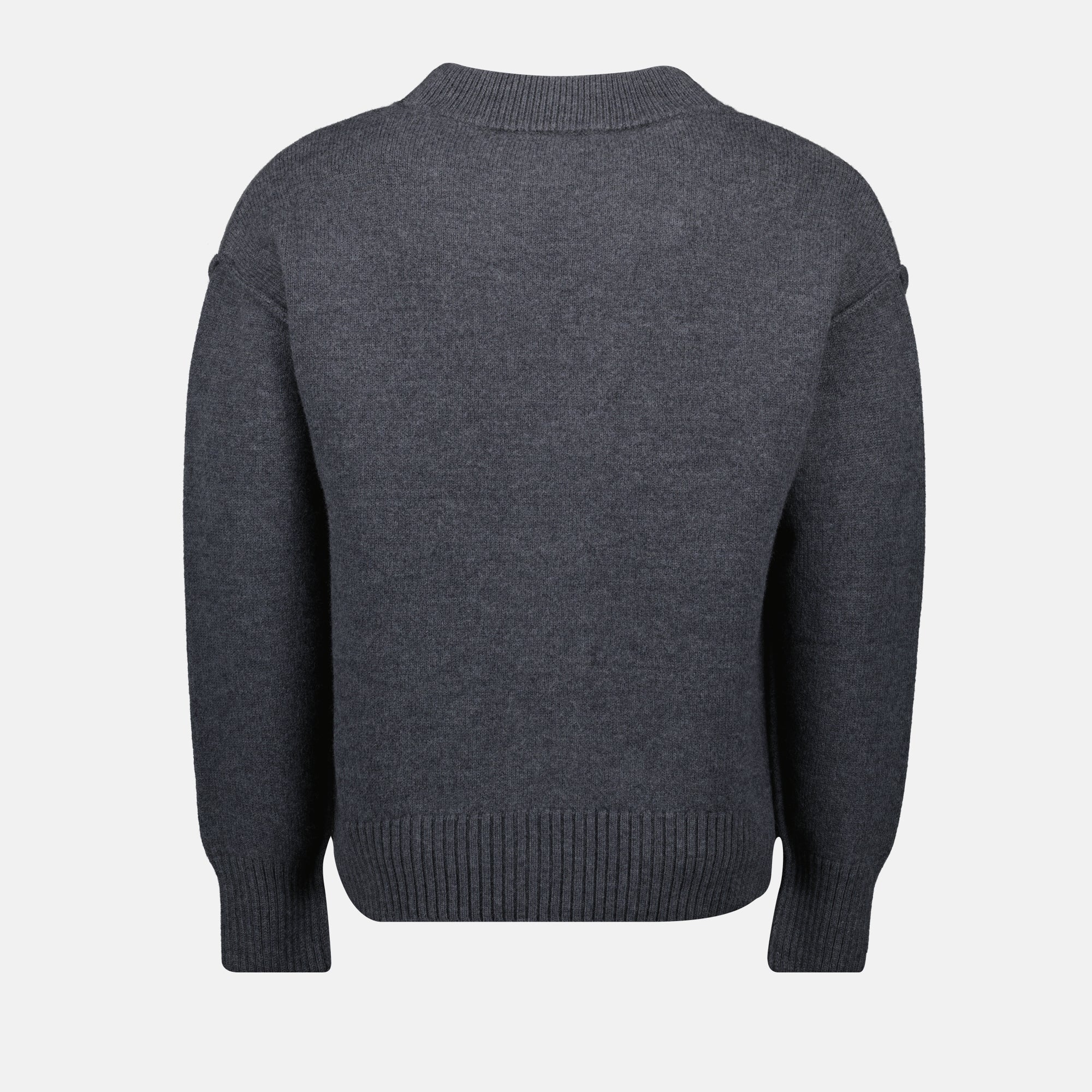 Ami de Coeur cardigan, Ami Paris, wool cardigan, dark gray cardigan, unisex sweater