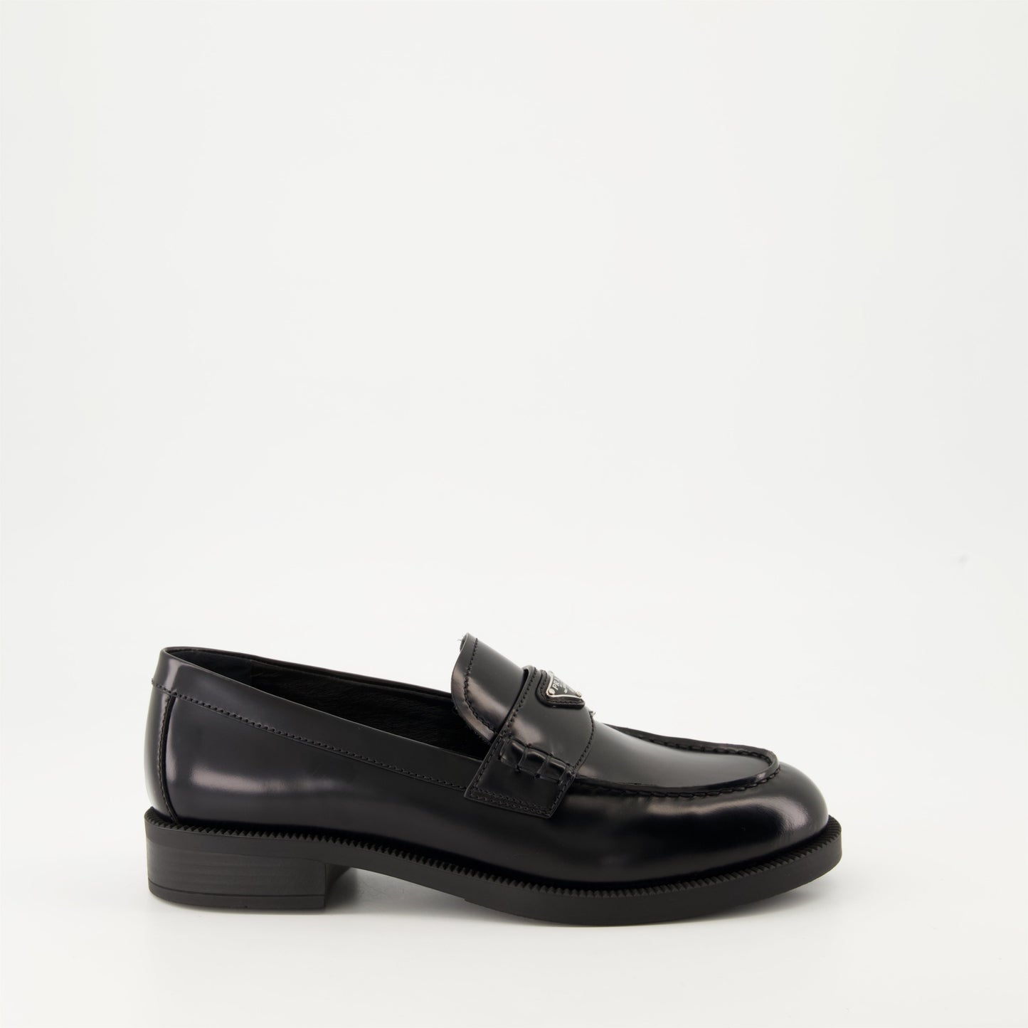 Prada moccasins, black leather moccasins, luxury footwear, designer moccasins, autumn-winter shoes