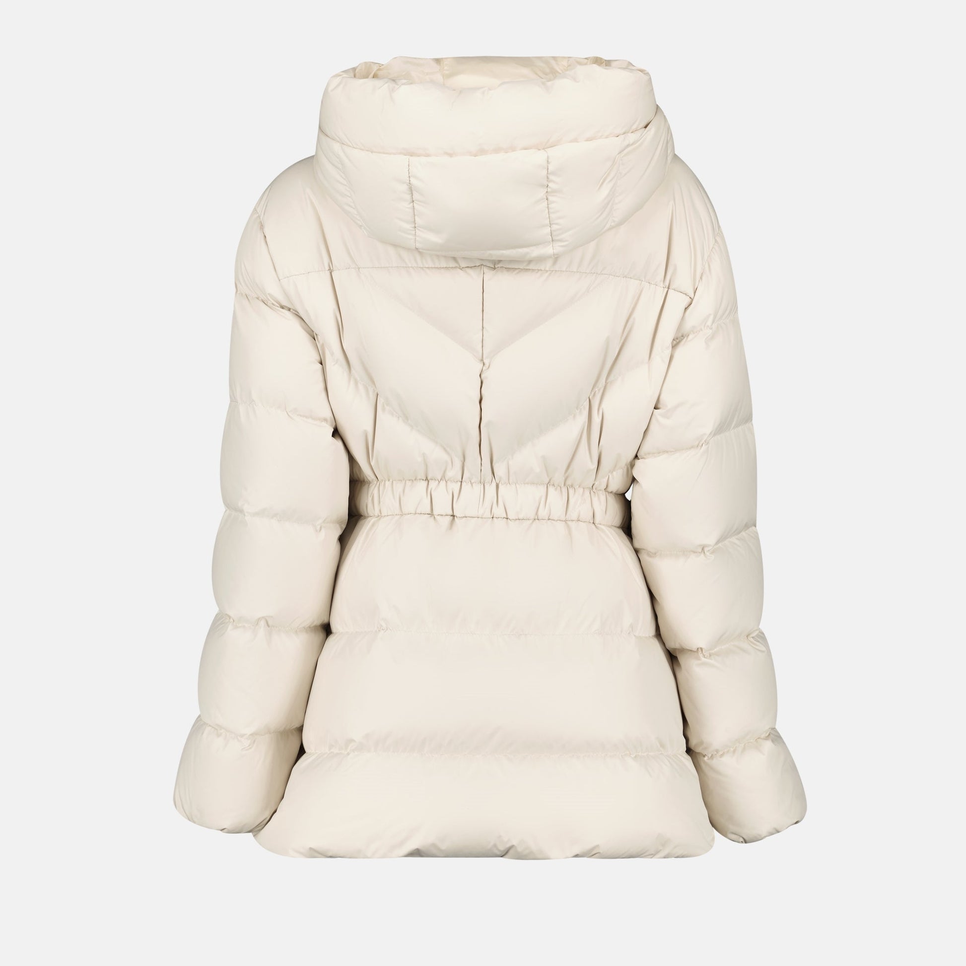 Moncler jacket, cinched down jacket, white jacket, adjustable waist jacket, women's winter jacket