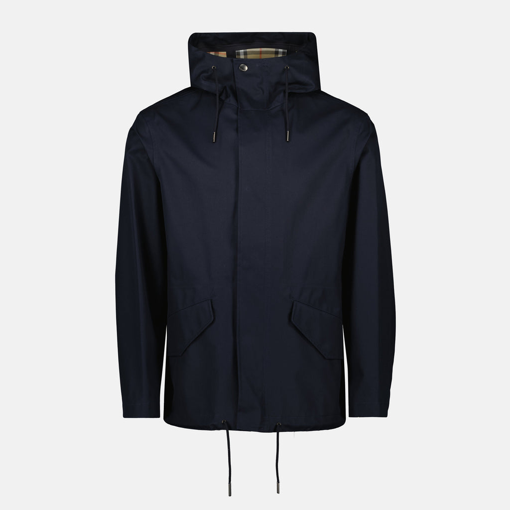Burberry parka, navy parka, cotton gabardine, Burberry Check lining, Autumn-Winter collection
