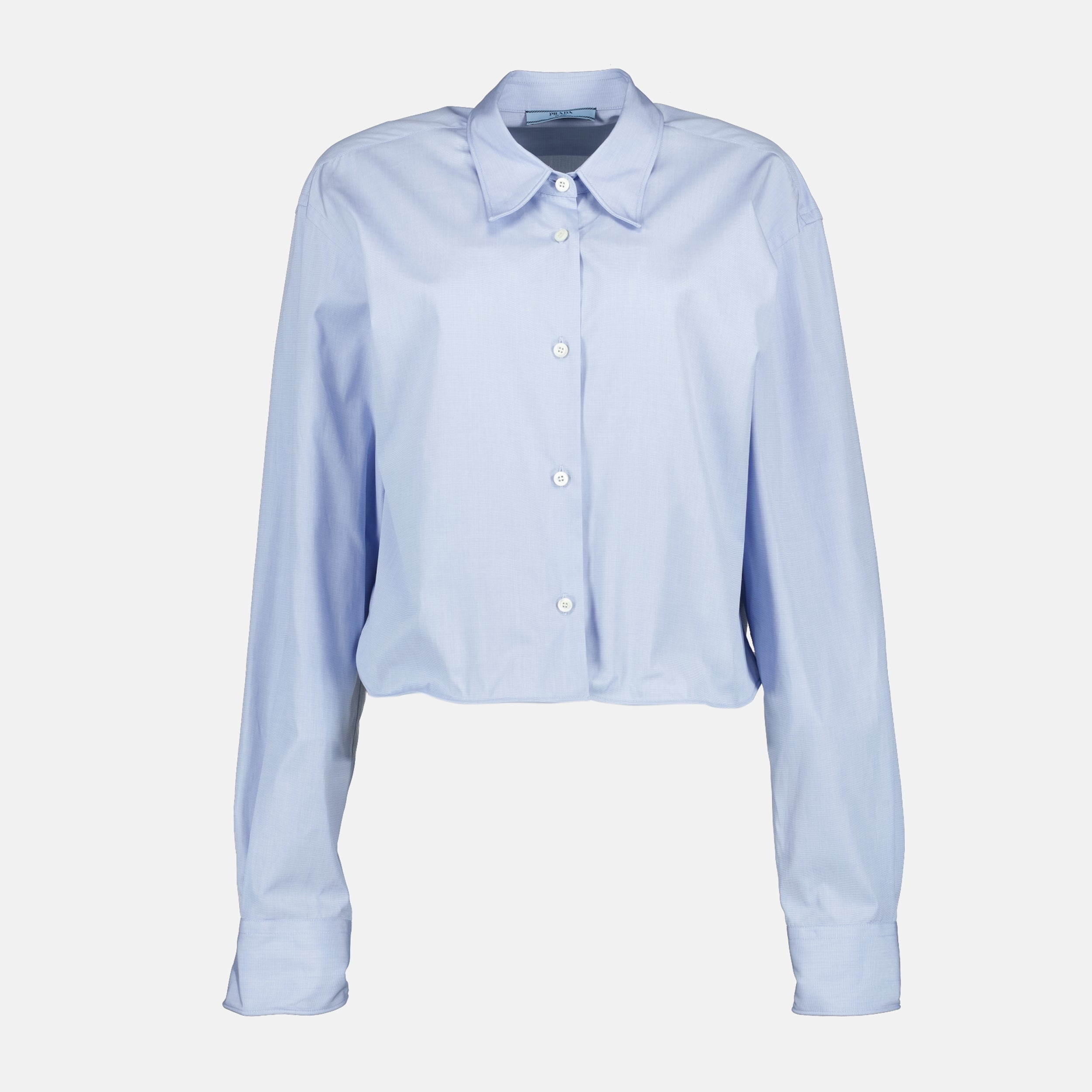 poplin shirt, classic collar, Prada, women's fashion, crop top