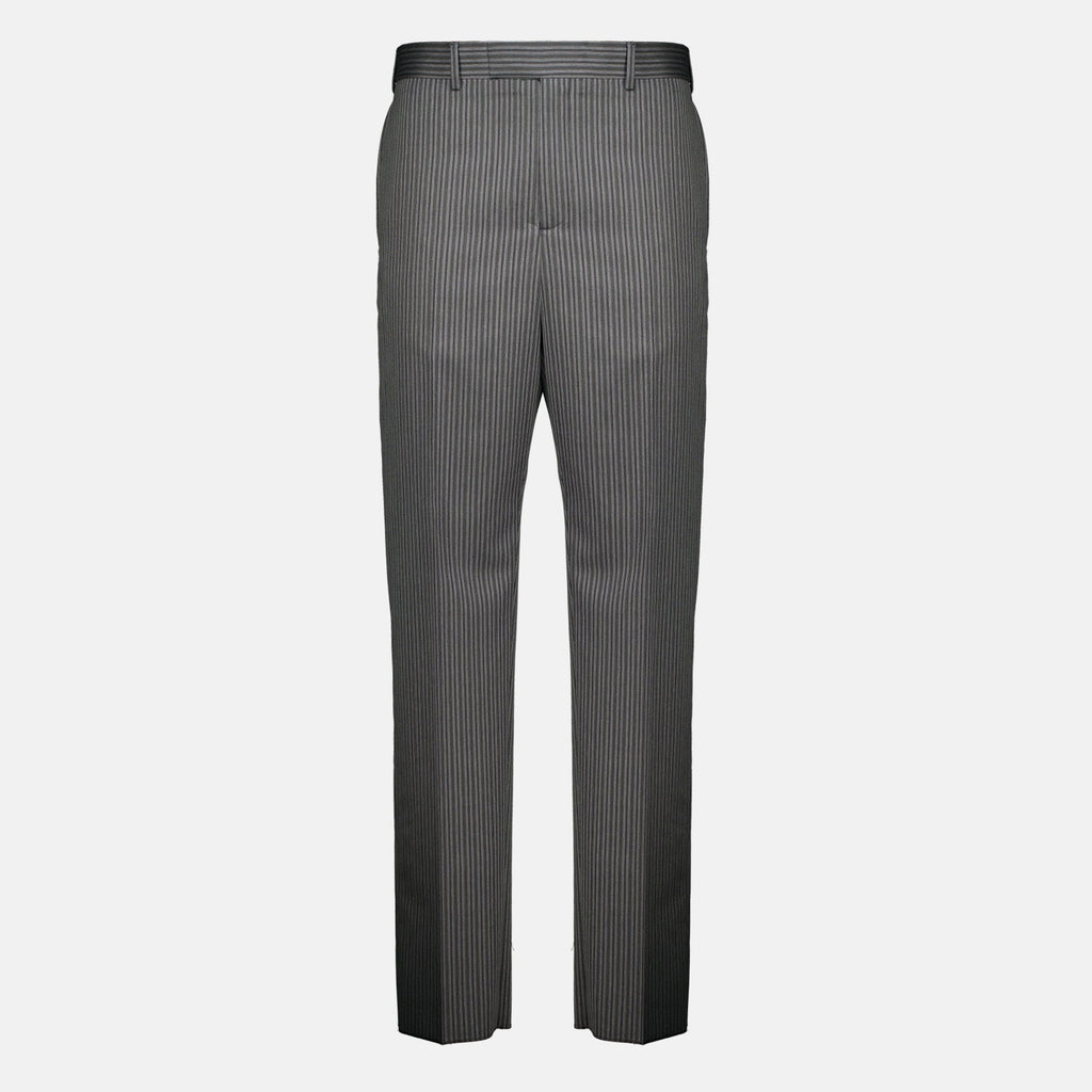 Grau gestreifte, taillierte Hose