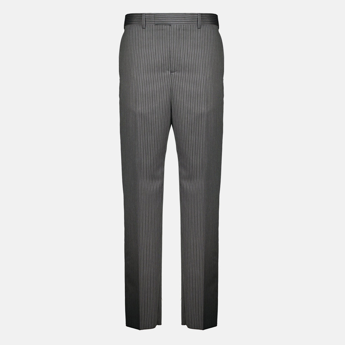Grau gestreifte, taillierte Hose