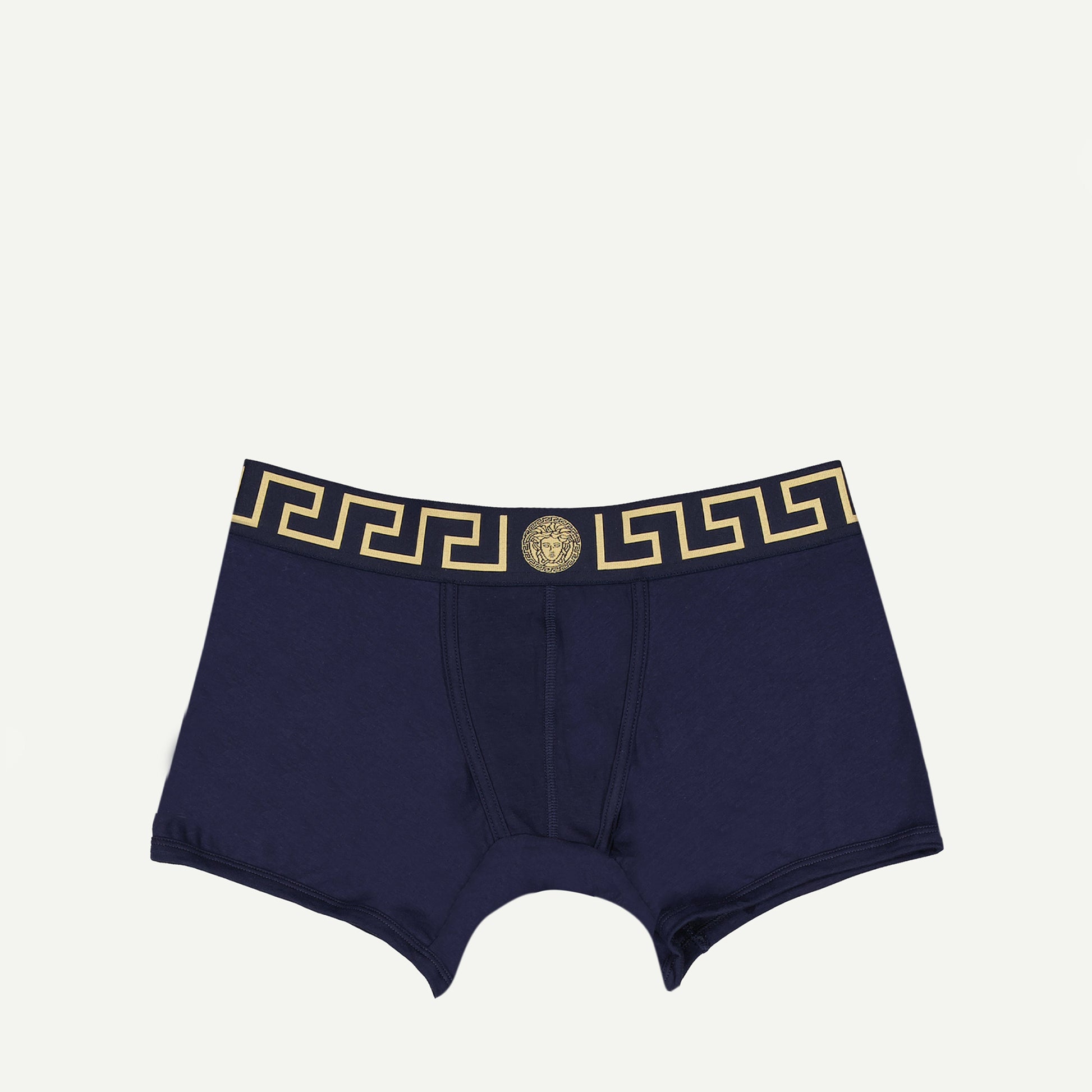 Versace boxer briefs, Medusa Greca, long boxer briefs, blue boxer briefs, men's underwear