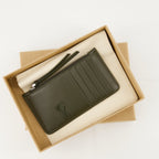 AMI de coeur, zipped cardholder, khaki leather accessory, unisex cardholder, Spring-Summer 2025 collection