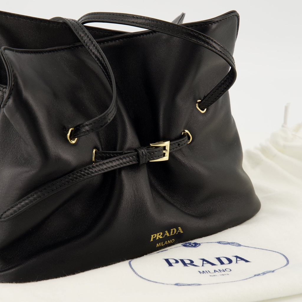 Prada bag, black leather purse, nappa leather handbag, designer accessories, luxury leather tote