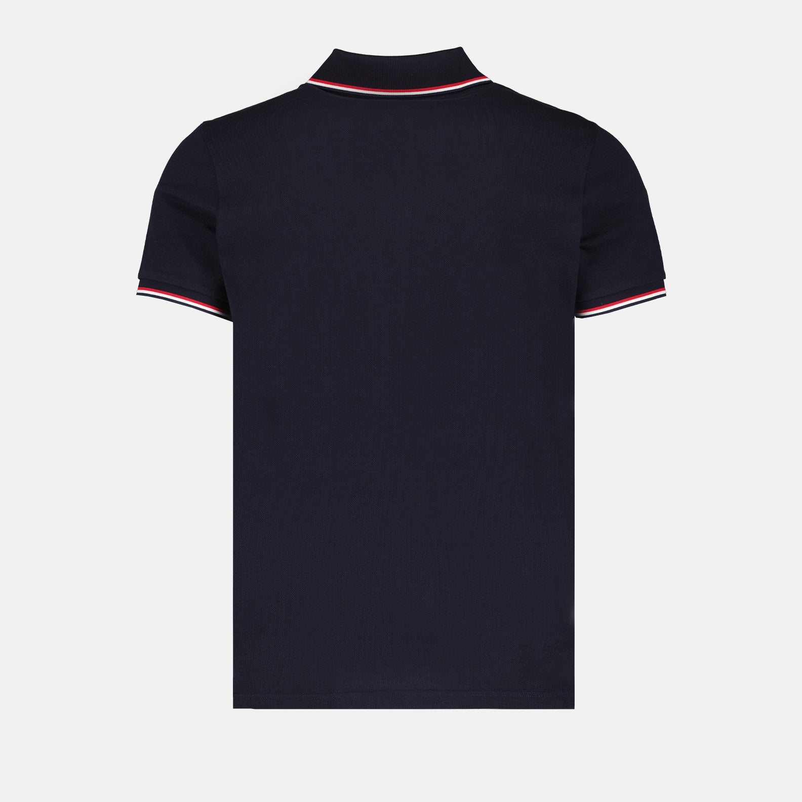 Navy Polo, Moncler Polo, Classic Piqué Shirt, Tricolor Stripe Polo, Men's Casual Wear