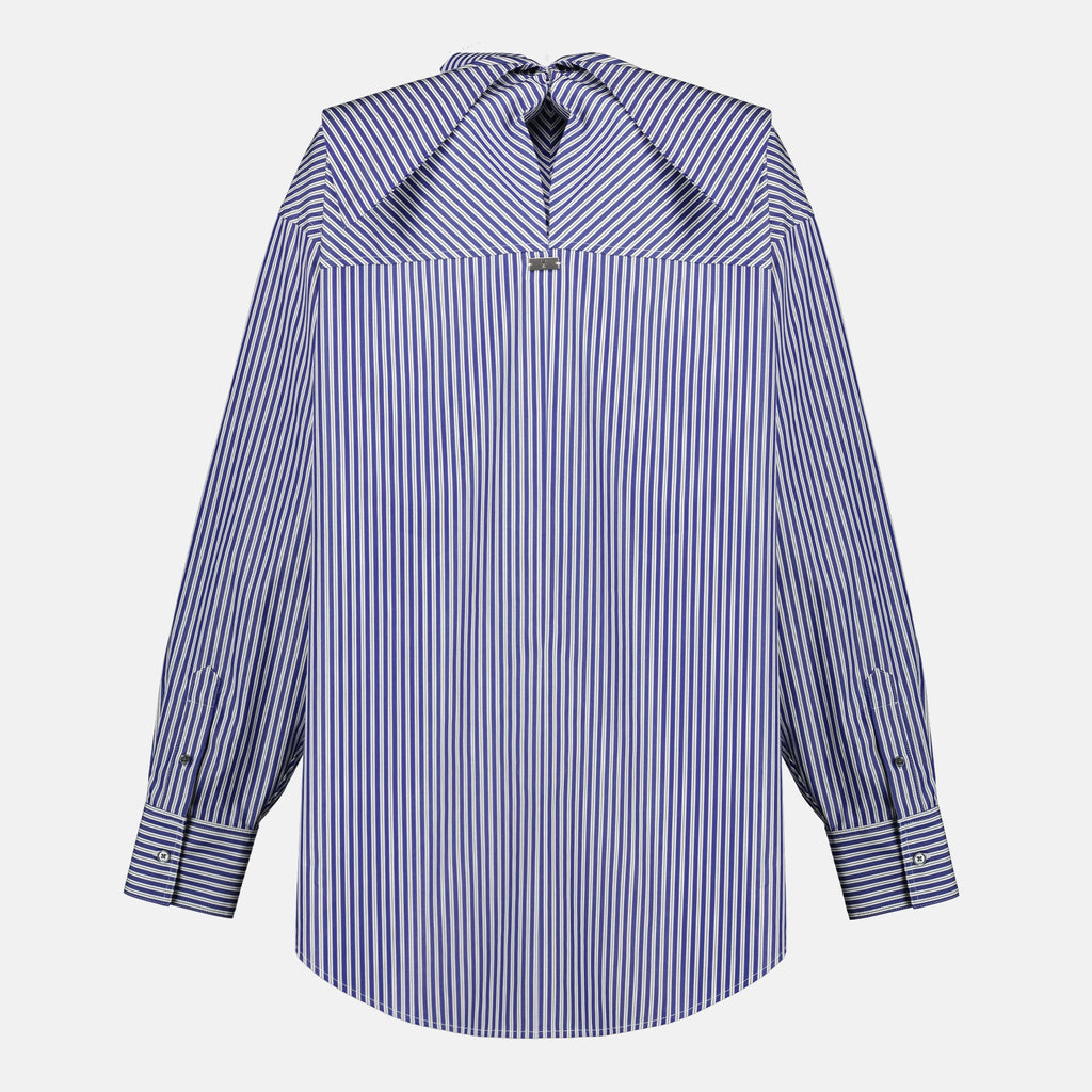 Imagem da blusa riscada de azul marinho da Ami PARIS para unissexo - Temporada Outono-Inverno 2025 - Vista de detalhe do produto 1