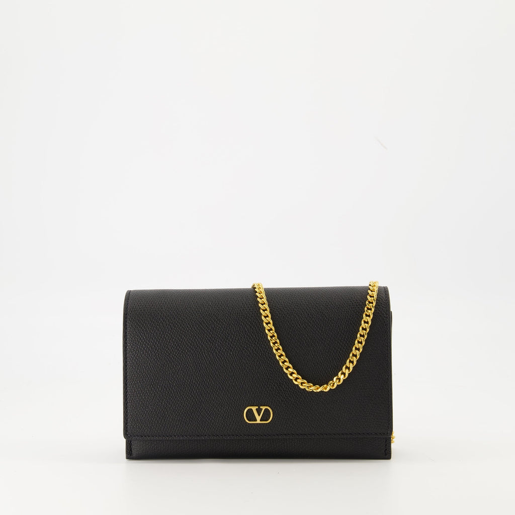 Valentino VLogo Pouch, grained calfskin pouch, designer chain pouch, luxury fashion accessories, Valentino accessories