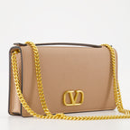 luxury wallet, Valentino Garavani, chain leather wallet, pink leather wallet, designer accessories