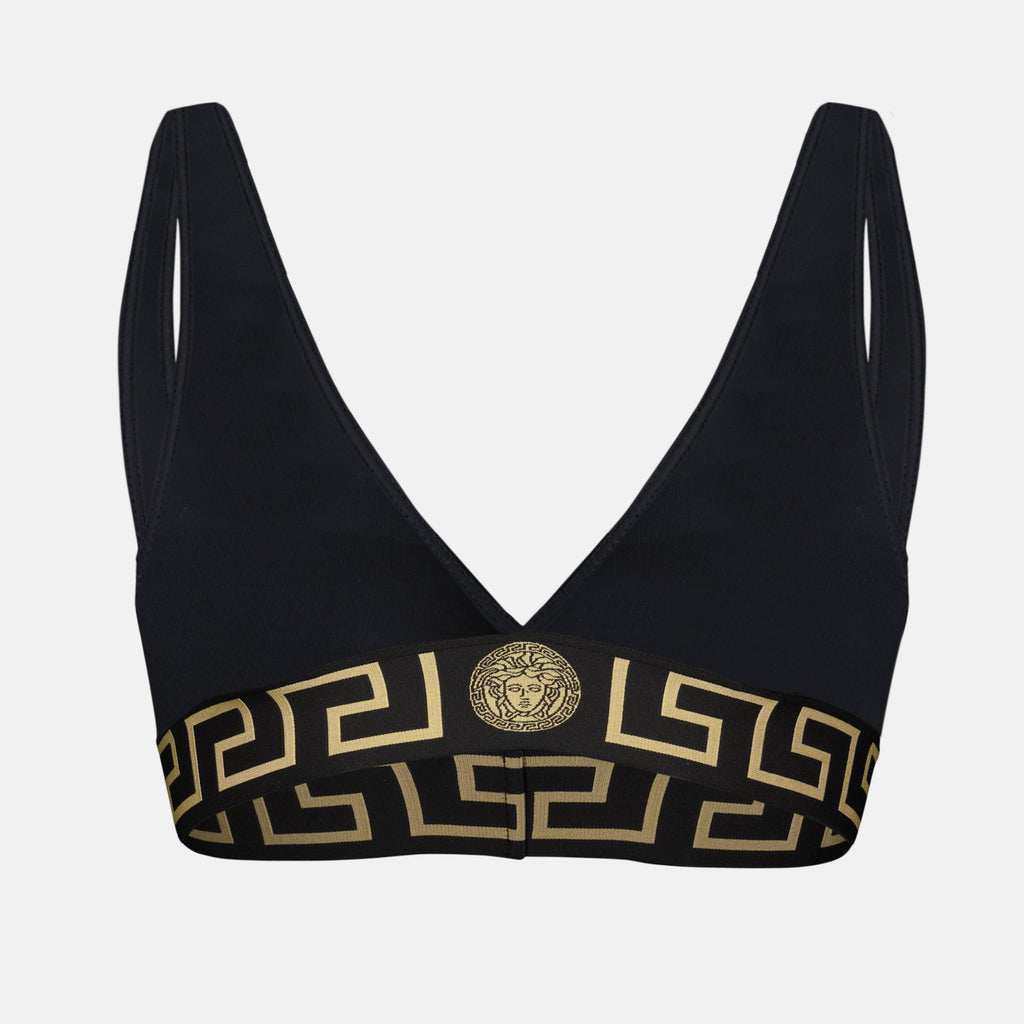 bikini top, Versace, Greca border, sustainable swimwear, Medusa pattern