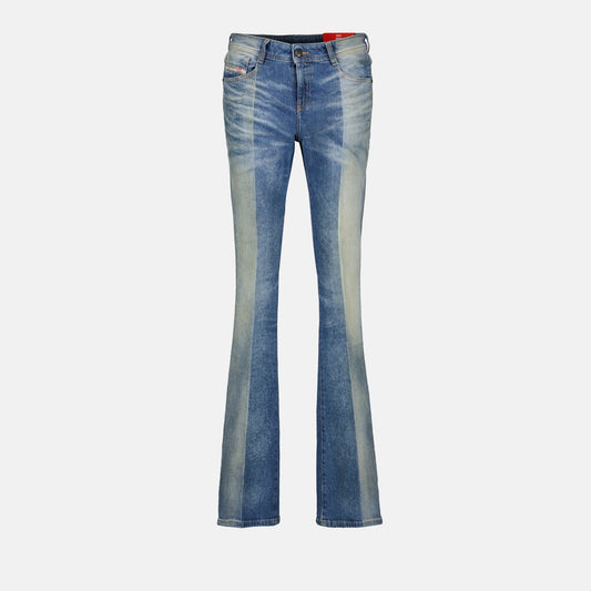 flared jeans, two-tone denim, Diesel fashion, stylish jeans, premium denim