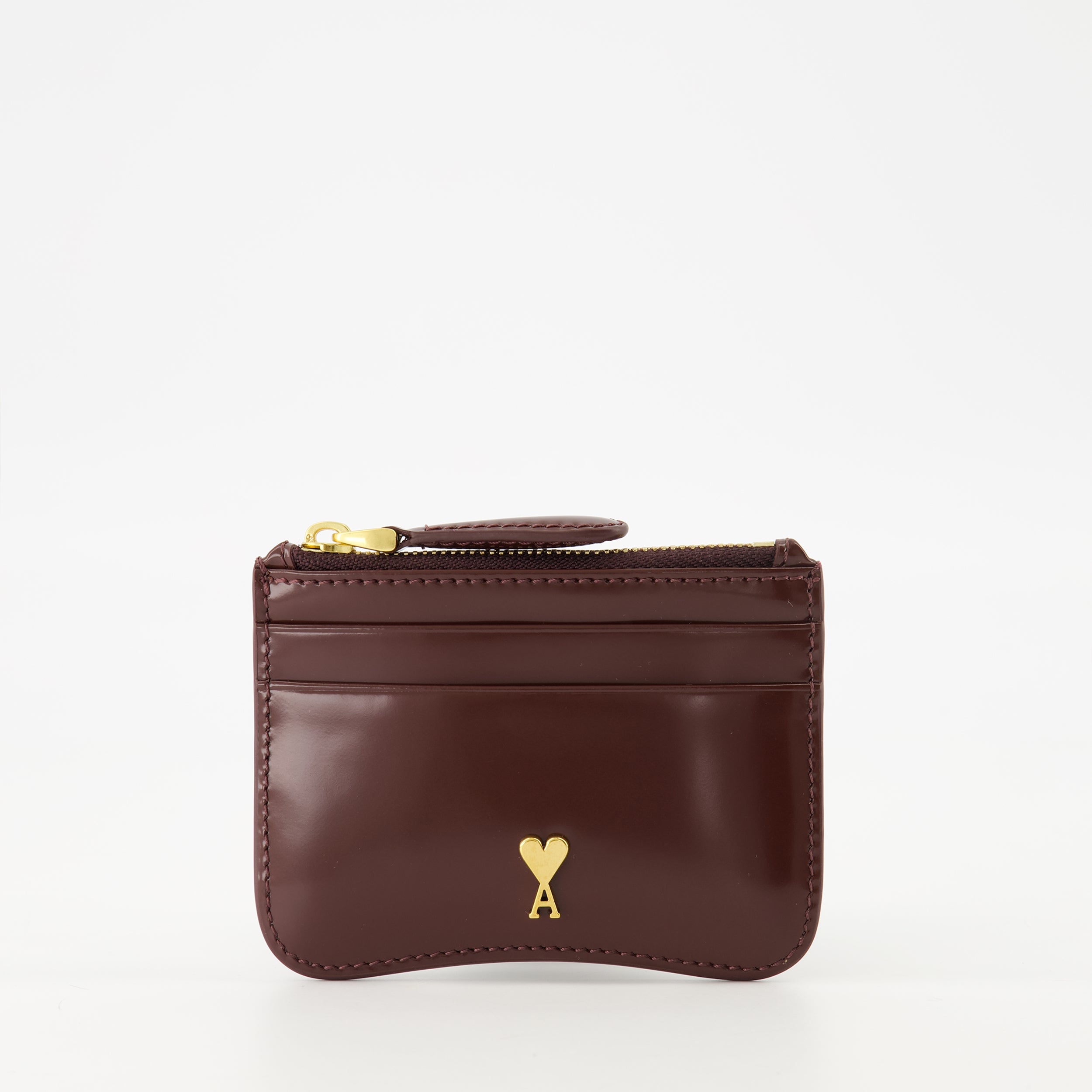 bordeaux card holder, Ami Paris accessories, calf leather wallet, unisex card holder, luxury leather accessories