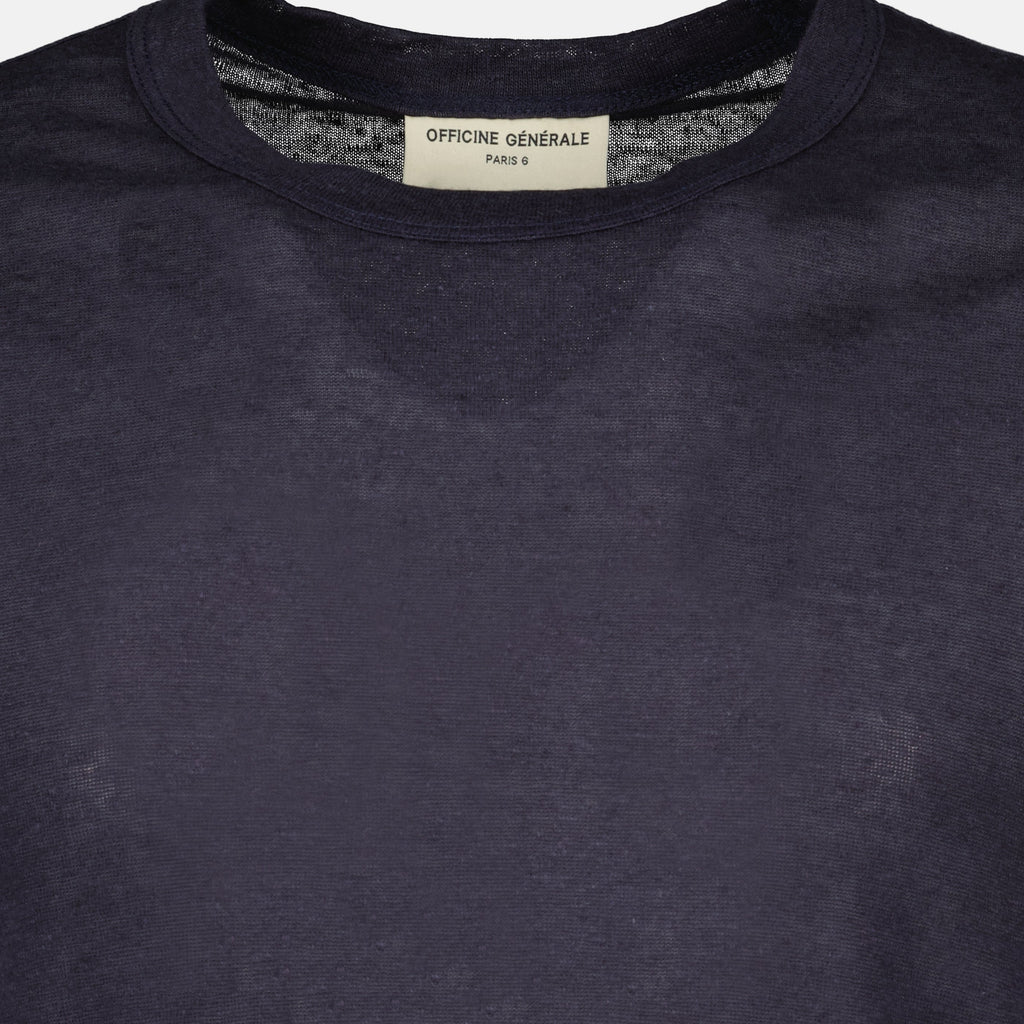 Image of Garment Linen T-Shirt by Officine Générale for Men - Season Spring-Summer 2026 - Detail View 1