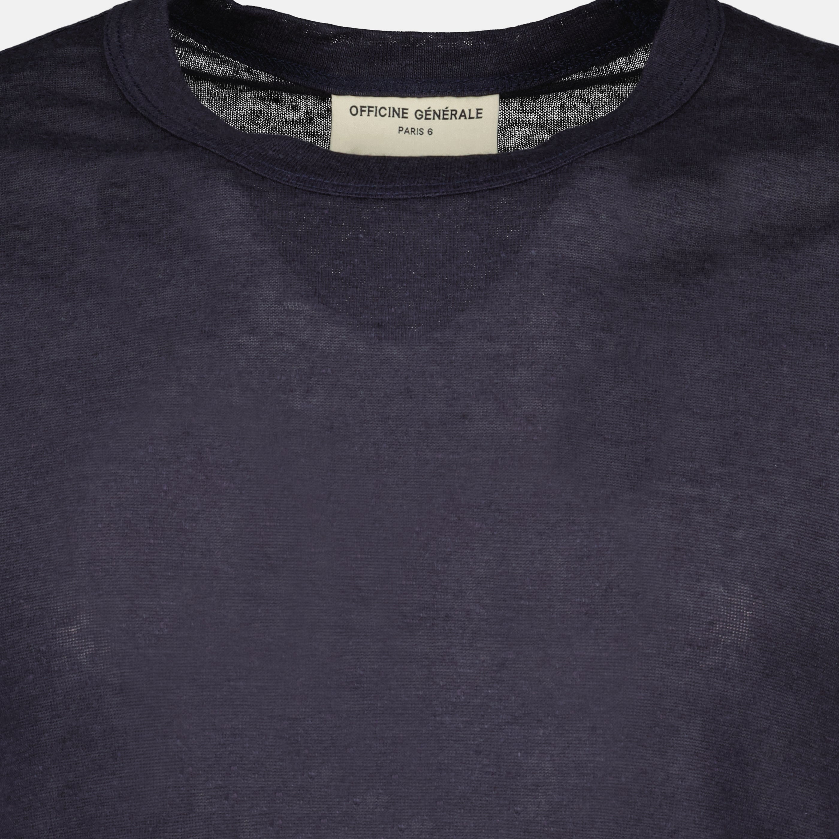 Image of Garment Linen T-Shirt by Officine Générale for Men - Season Spring-Summer 2026 - Detail View 1