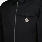 black shirt jacket, Moncler, cotton jacket, modern outerwear, stylish layering