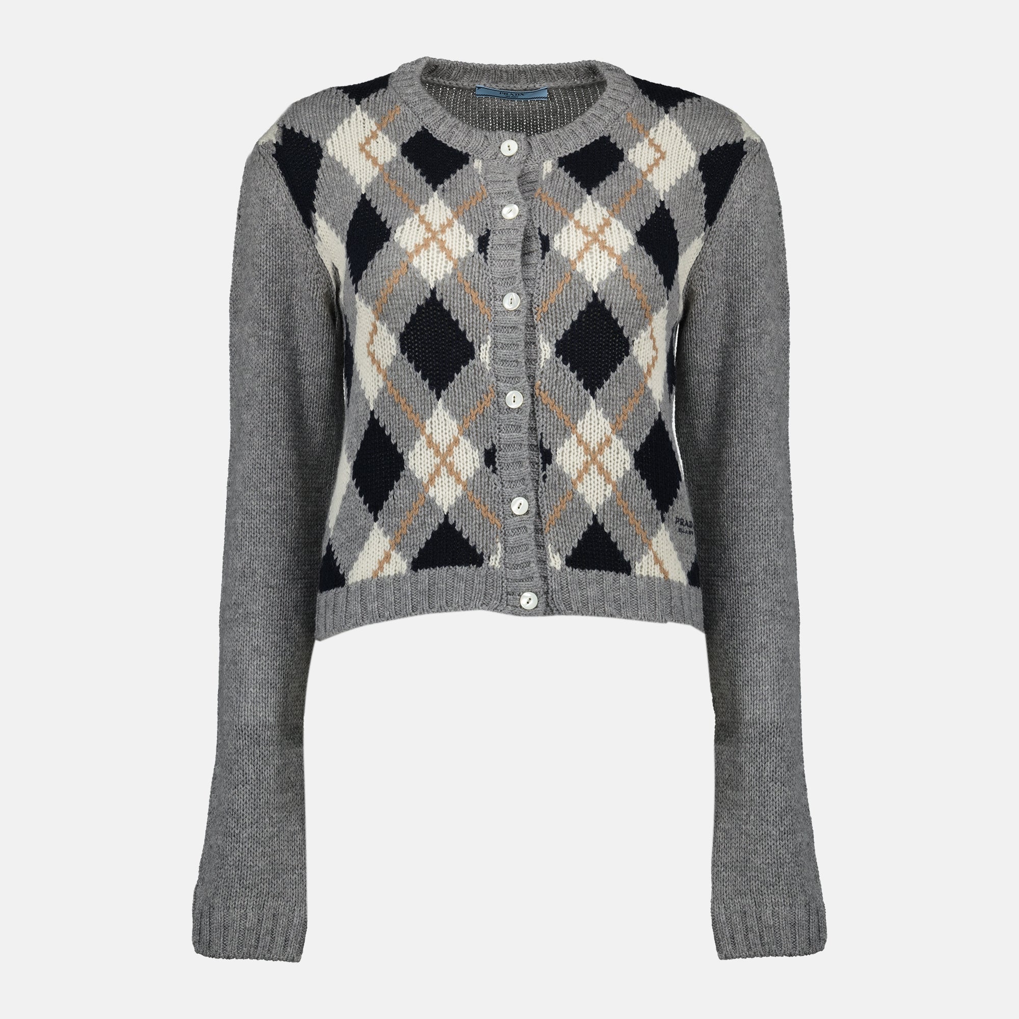 Prada cardigan, wool cardigan, plaid cardigan, Autumn Winter 2025, women's fashion