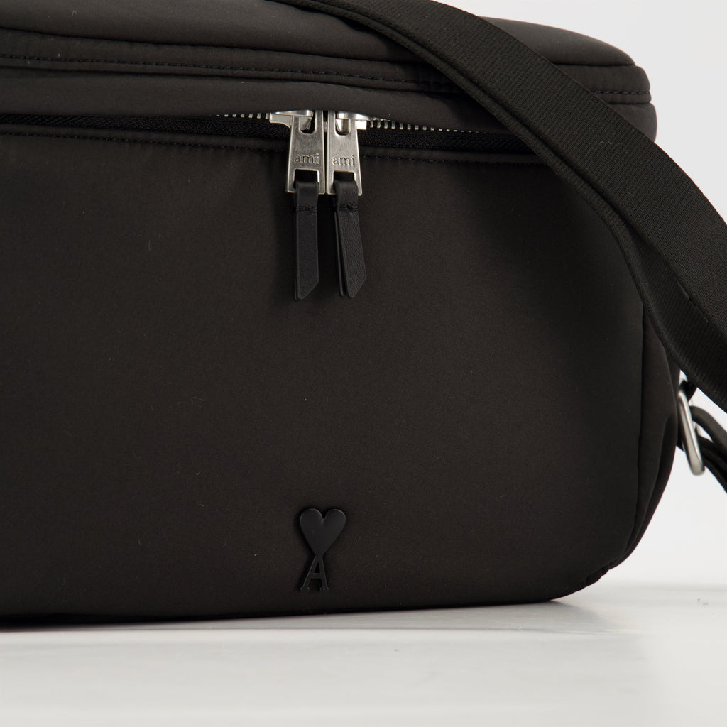 messenger bag, AMI Paris, black nylon bag, unisex bag, everyday accessory