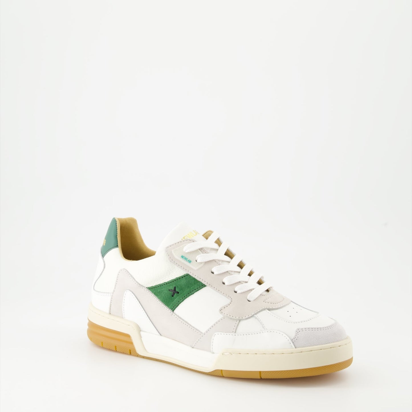 luxury sneakers, leather sneakers, green and white sneakers, New Lab, Spring-Summer collection