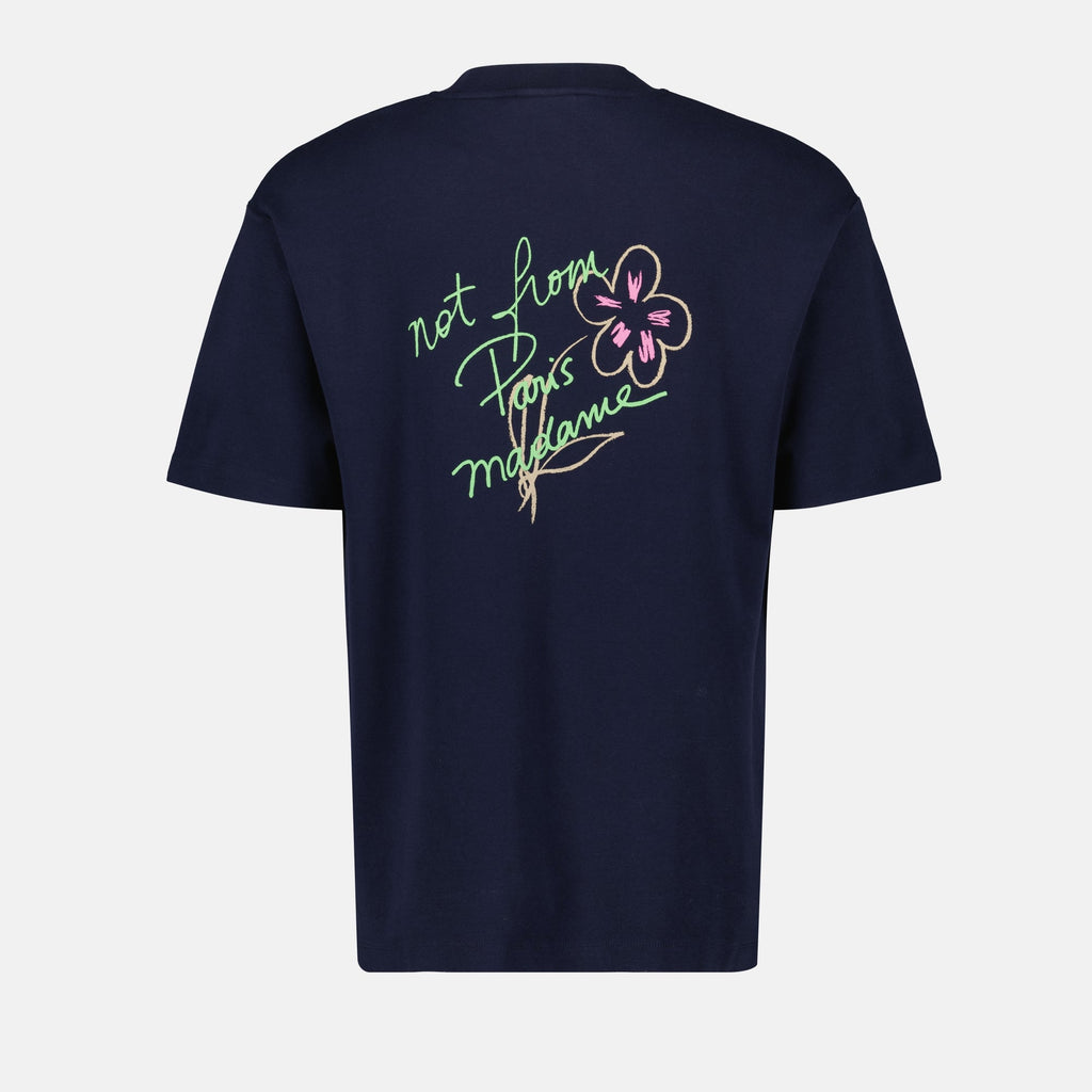 t-shirt, blue navy t-shirt, cotton jersey t-shirt, embroidered logo, casual wear