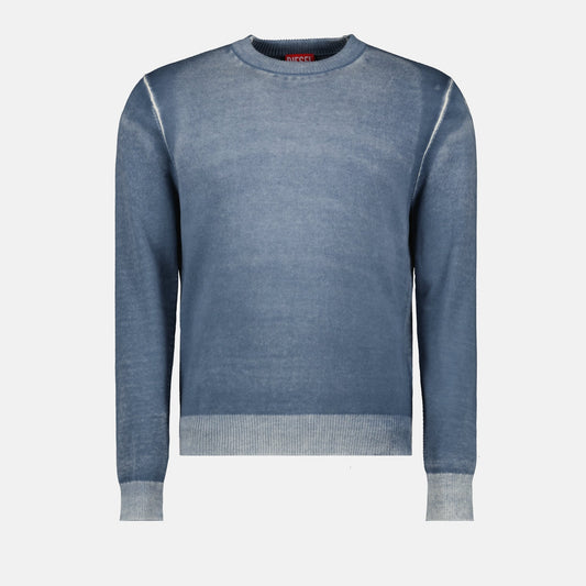 K-Larence-B pullover, blue cotton sweater, Diesel apparel, inverse print sweater, casual fashion