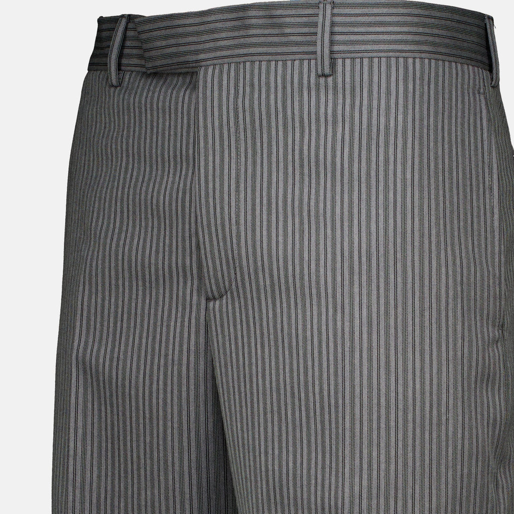 Grau gestreifte, taillierte Hose