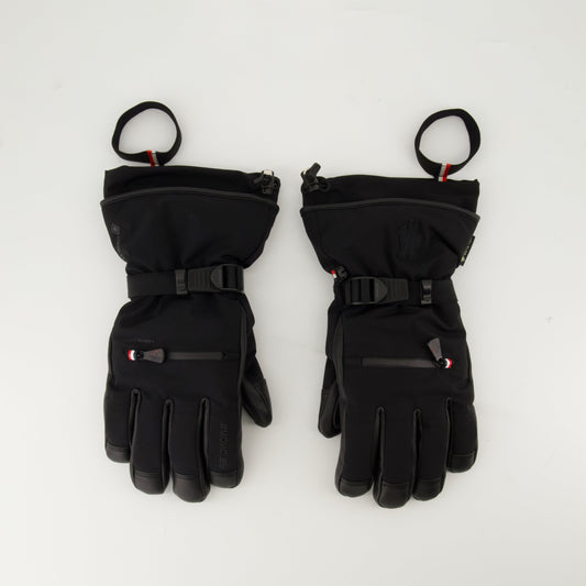 ski gloves, leather gloves, Moncler Grenoble, winter accessories, black gloves