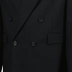 Image of Black Wool Blazer by Saint Laurent for Men - Season Autumn-Winter 2025 - Detail View 1