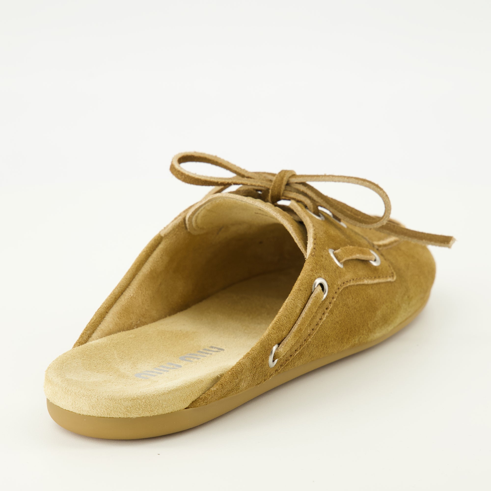 suede mules, brown slippers, Miu Miu footwear, Spring Summer 2026, luxury women slippers